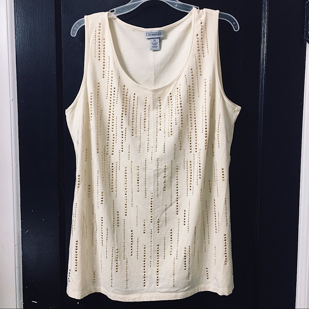 Cream and Gold Sleeveless Top